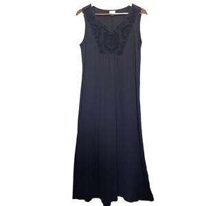 J. Jill Maxi Dress Linen Blend Embroidered Beachy‎ Coastal vacation